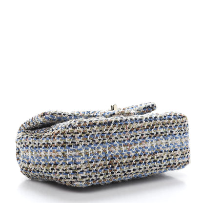 Chanel Tweed Quilted Mini Rectangular Flap Blue Multicolor 3 of 10