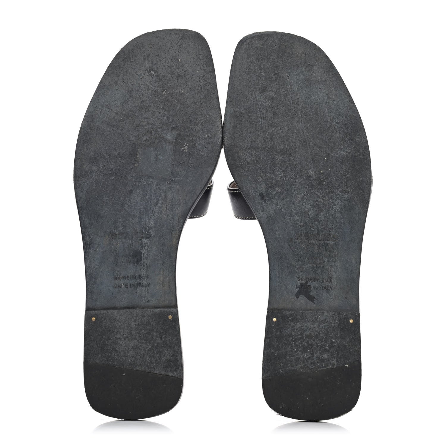 Hermes Box Calfskin Oran Sandals 36.5 Black 4 of 4