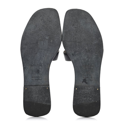Hermes Box Calfskin Oran Sandals 36.5 Black 4 of 4