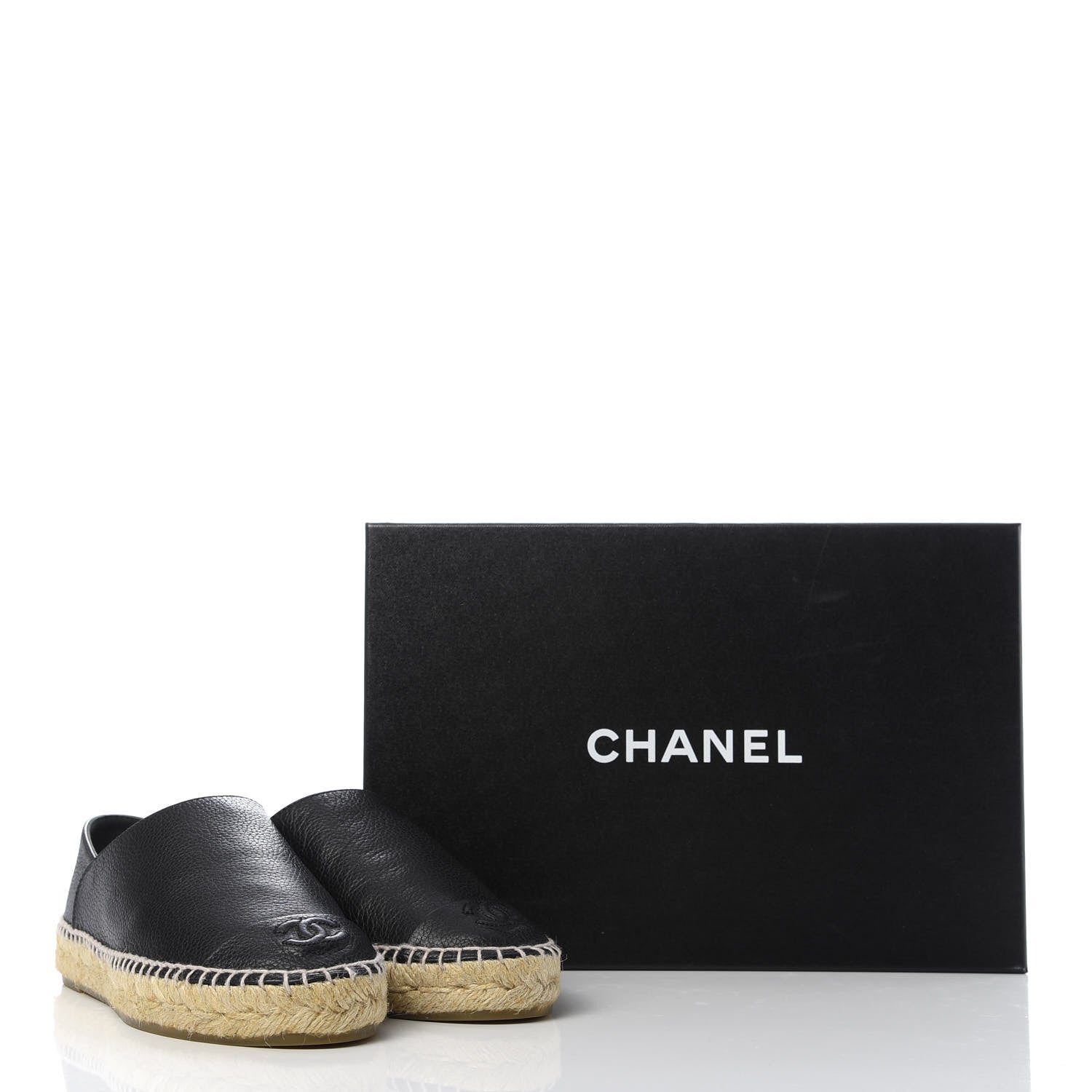 Chanel Grained Calfskin CC Espadrilles 36 Black 10 of 10