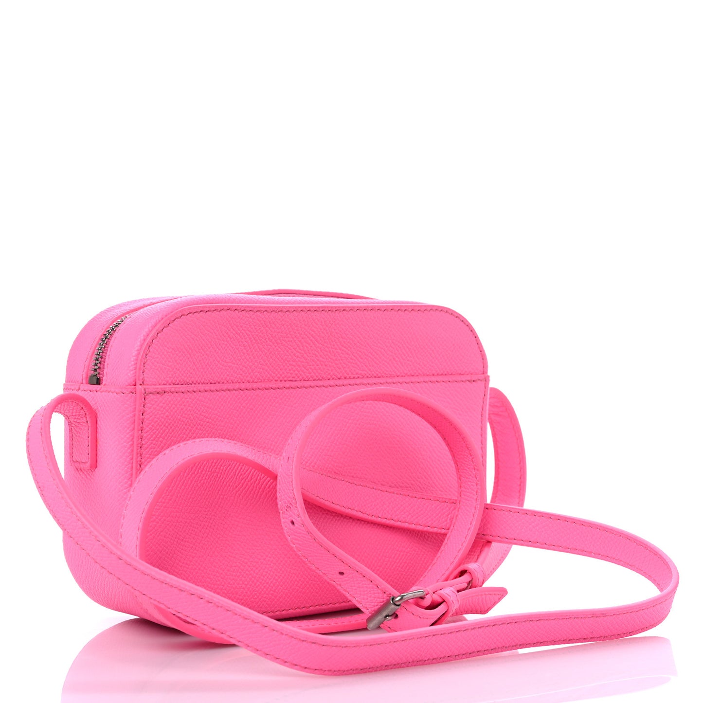 Grained Calfskin Logo XS Ville Camera Bag Acid Pink Black