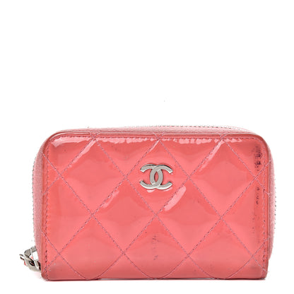 Chanel Patent Calfskin Quilted Zip Coin Purse Pink 1 of 16