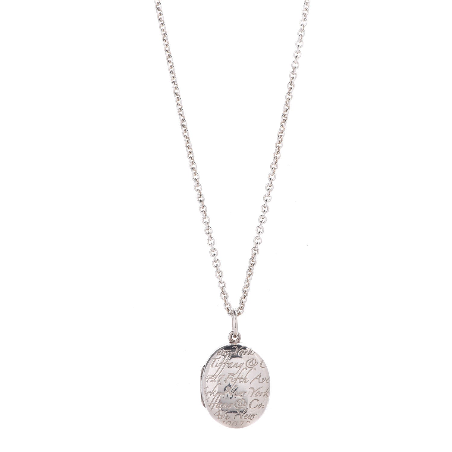 Tiffany Sterling Silver Fifth 5th Avenue Notes Locket Pendant Necklace 1 of 8