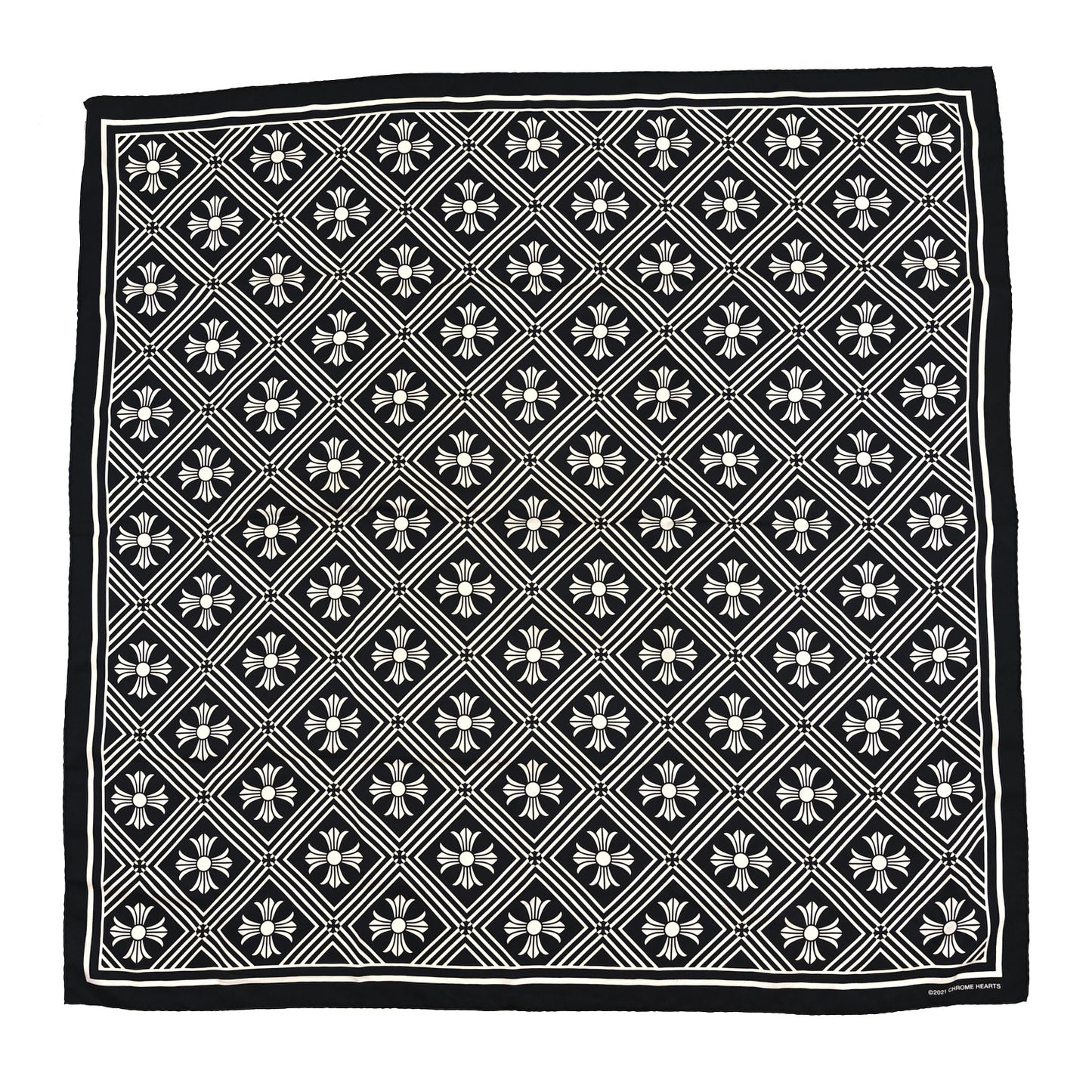 Silk Plus Cross Scarf Black White
