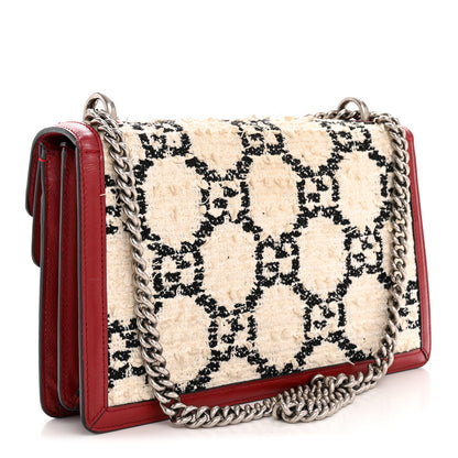 Gucci Tweed GG Monogram Small Dionysus Shoulder Bag White Black Romantic Cherry 3 of 12