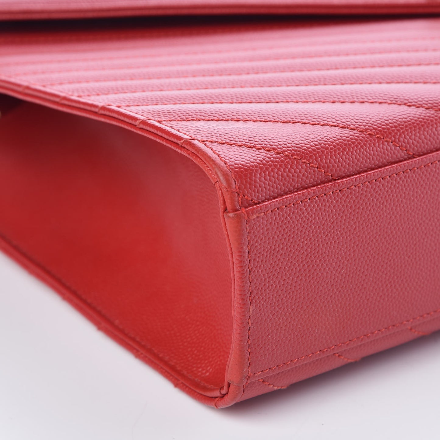 Grain De Poudre Matelasse Chevron Large Monogram Satchel Lipstick Red