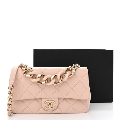 Chanel Lambskin Quilted Resin Bi-Color Chain Flap Bag Light Beige 11 of 11