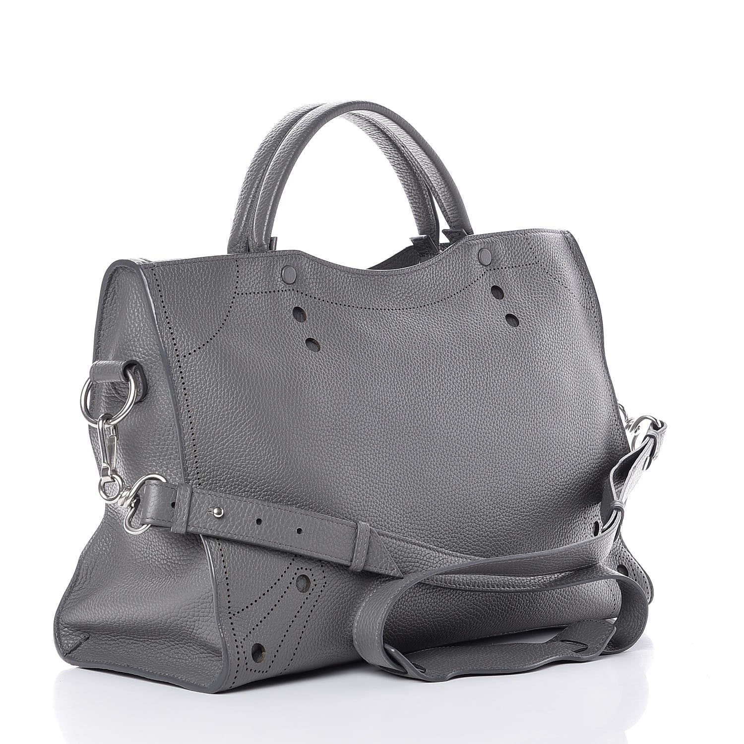 Balenciaga Veau Grana Perforated Blackout Hardware City Gris Acier 3 of 7