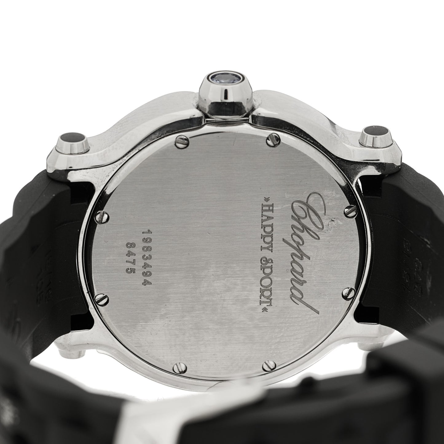 Stainless Steel Rubber 5 Diamond 36mm Happy Sport Quartz Watch Black
