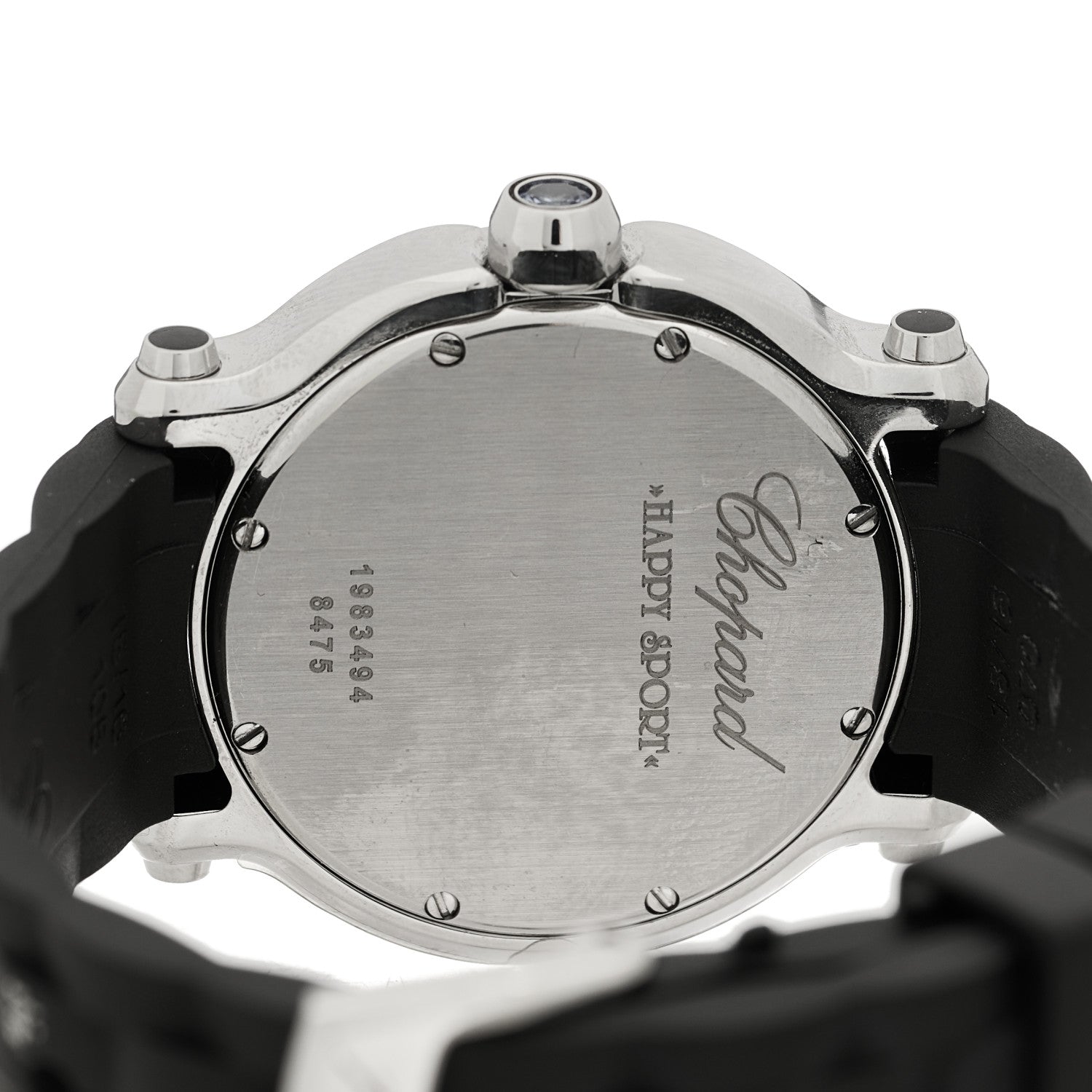Chopard Stainless Steel Rubber 5 Diamond 36mm Happy Sport Quartz Watch Black 4 of 5