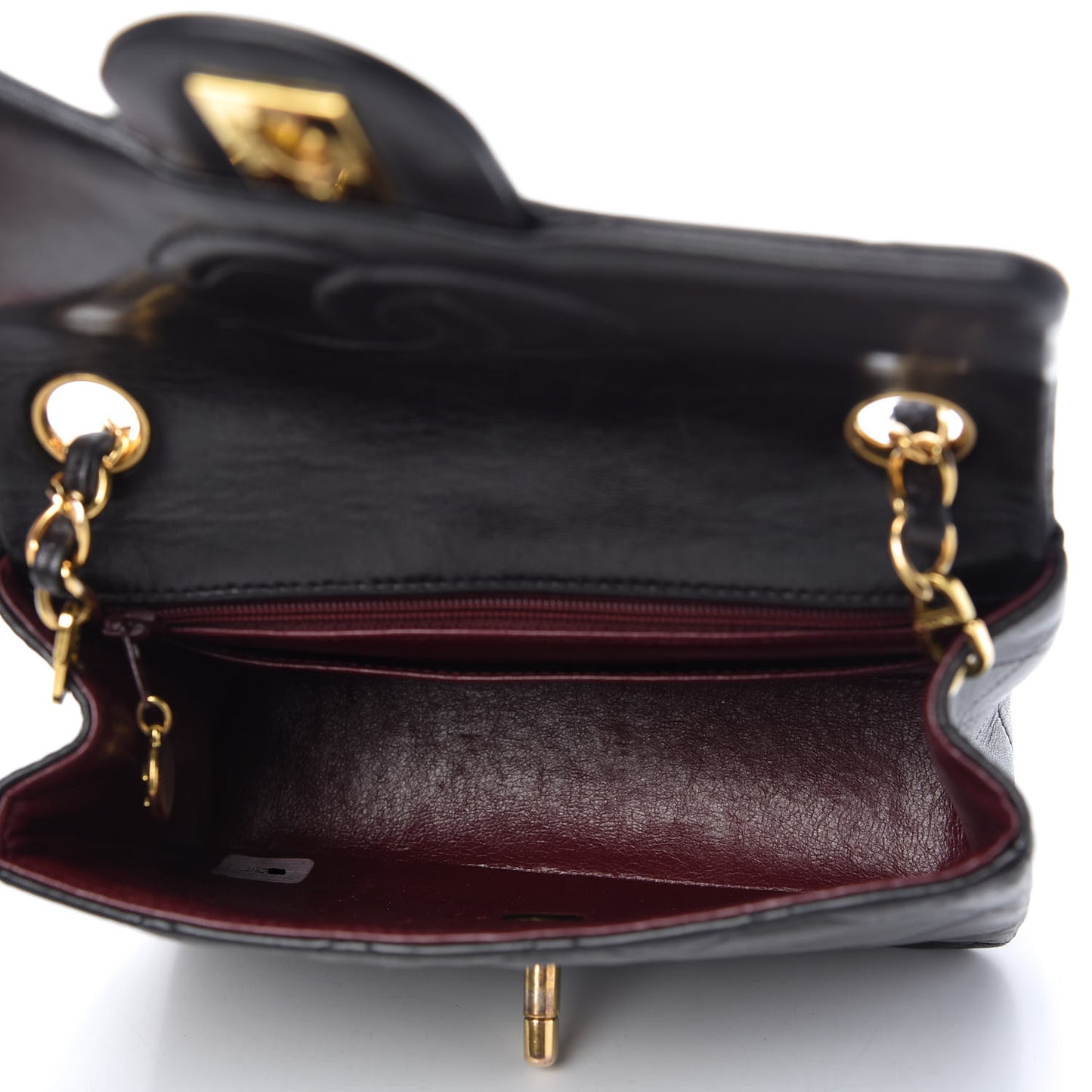 Lambskin Quilted Mini Square Flap Black
