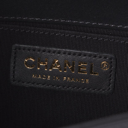 Chanel Metallic Crumpled Goatskin Small Boy Flap Black Gold 6 of 10
