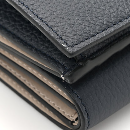 Loewe Grained Calfskin Anagram Trifold Wallet Dark Navy Silver 10 of 10