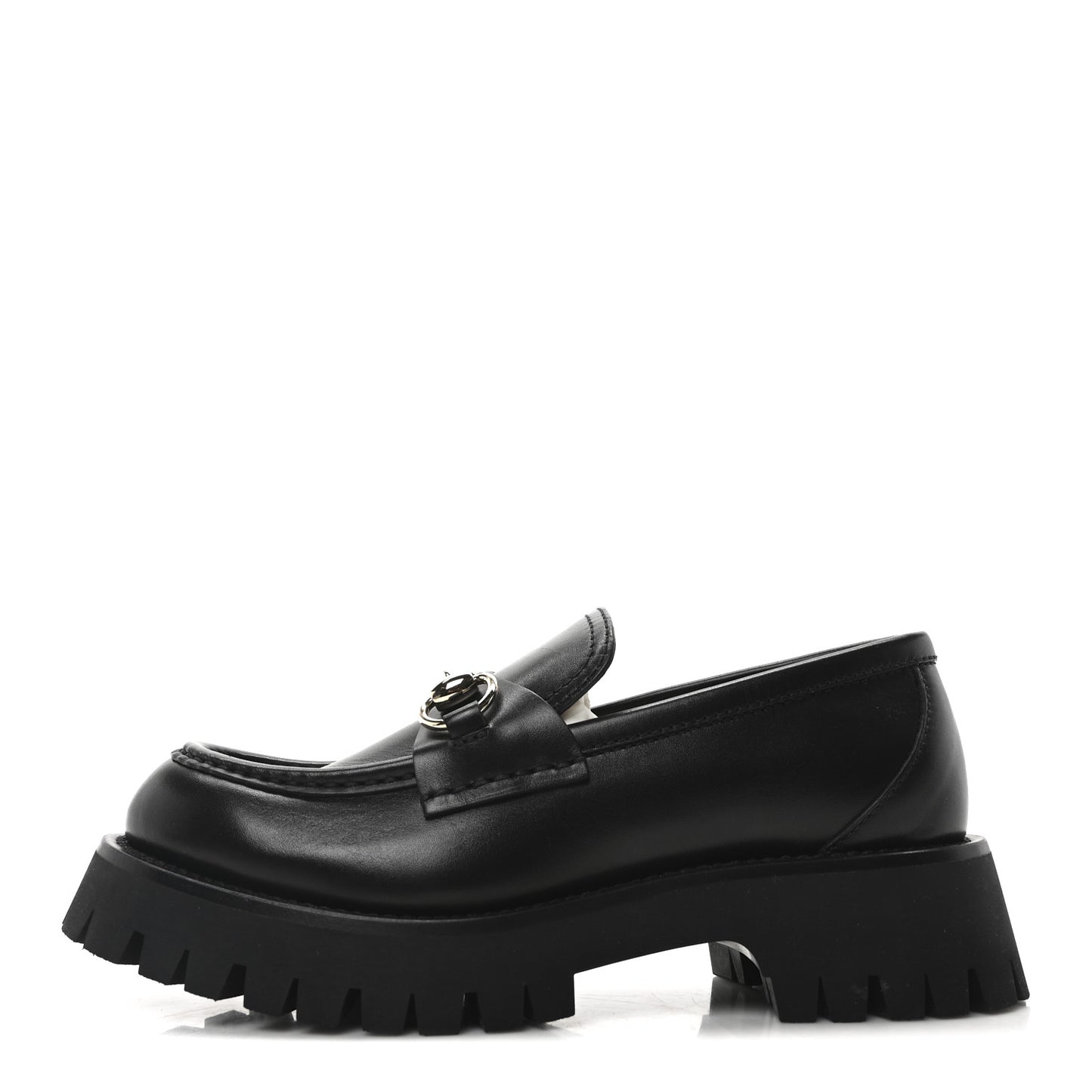 Real Betis Glamour Calfskin Horsebit Womens Mocassin Loafers 36.5 Black