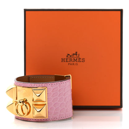 Hermes Matte Alligator Collier De Chien CDC Bracelet T2 5P Pink 6 of 6