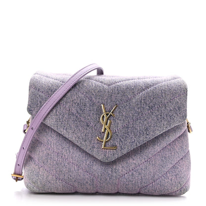 Saint Laurent Denim Y Quilted Monogram Toy Loulou Crossbody Bag Bleached Lilac 1 of 10