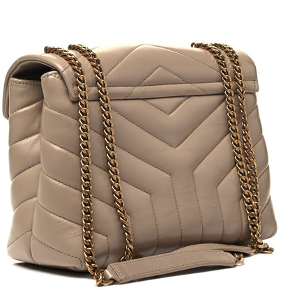 Saint Laurent Calfskin Y Quilted Monogram Small Loulou Chain Satchel Dark Beige 3 of 12