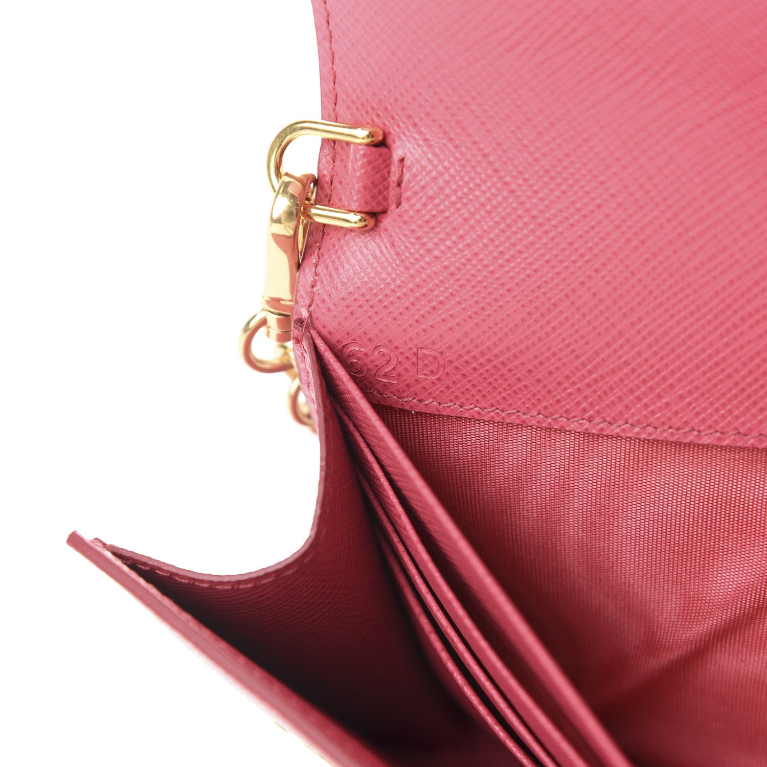 Prada Saffiano Metal Oro Chain Wallet Peonia 9 of 11