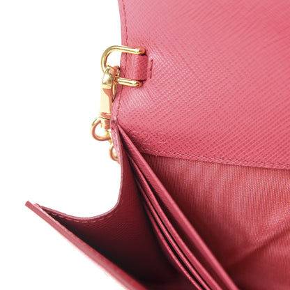 Prada Saffiano Metal Oro Chain Wallet Peonia 9 of 11