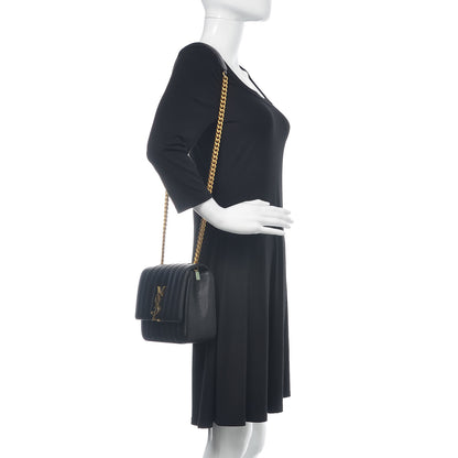 Saint Laurent Grain De Poudre Matelasse Monogram Medium Vicky Chain Bag Black 2 of 9