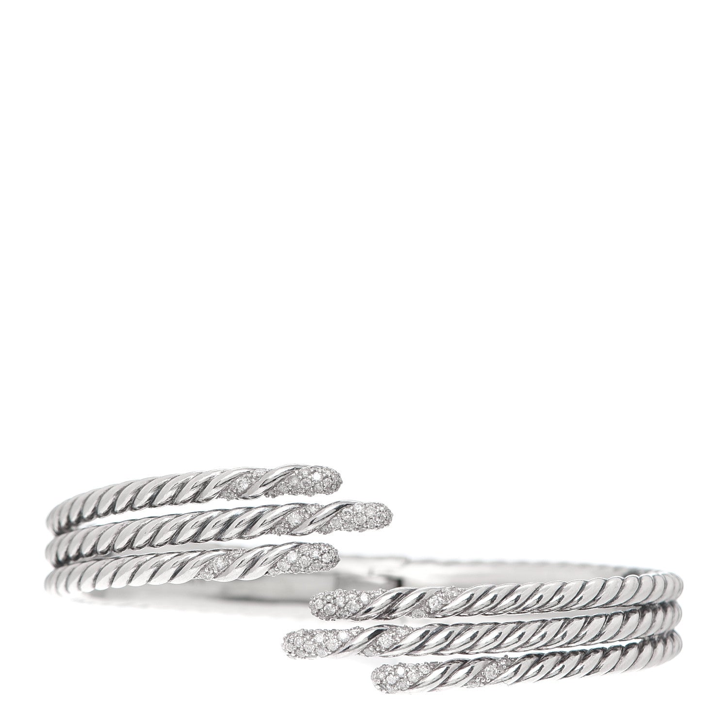 David Yurman Sterling Silver Diamond 3-Row Open Willow Bracelet 1 of 5