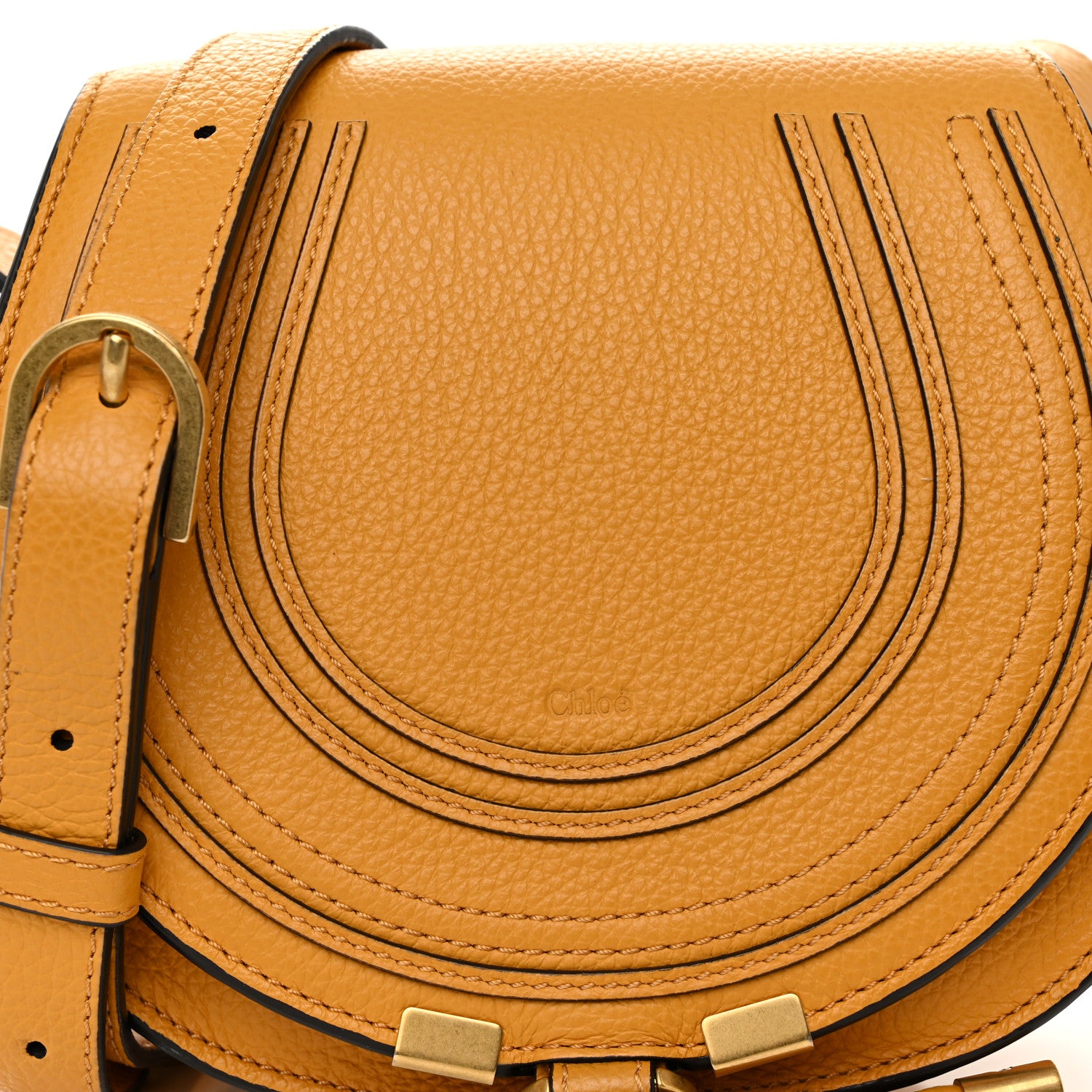 Chloe Grained Calfskin Small Marcie Saddle Bag Sunflower 8 of 12