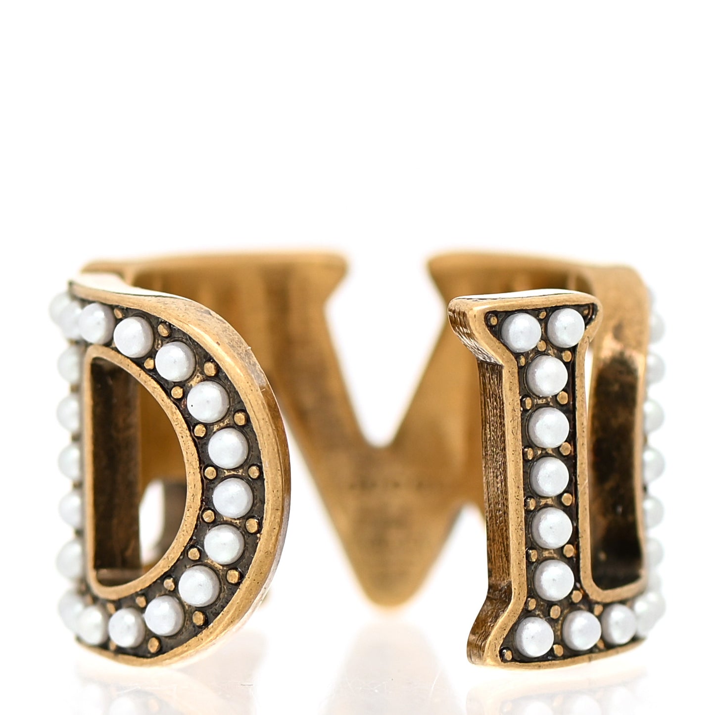 Metal Pearl Loved Ring S Aged Gold