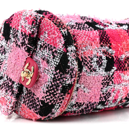 Chanel Tweed Convertible Bowler Flap Pink Black White Coral 13 of 14