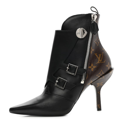 Louis Vuitton Calfskin Monogram Janet Ankle Boots 38 Black 1 of 8