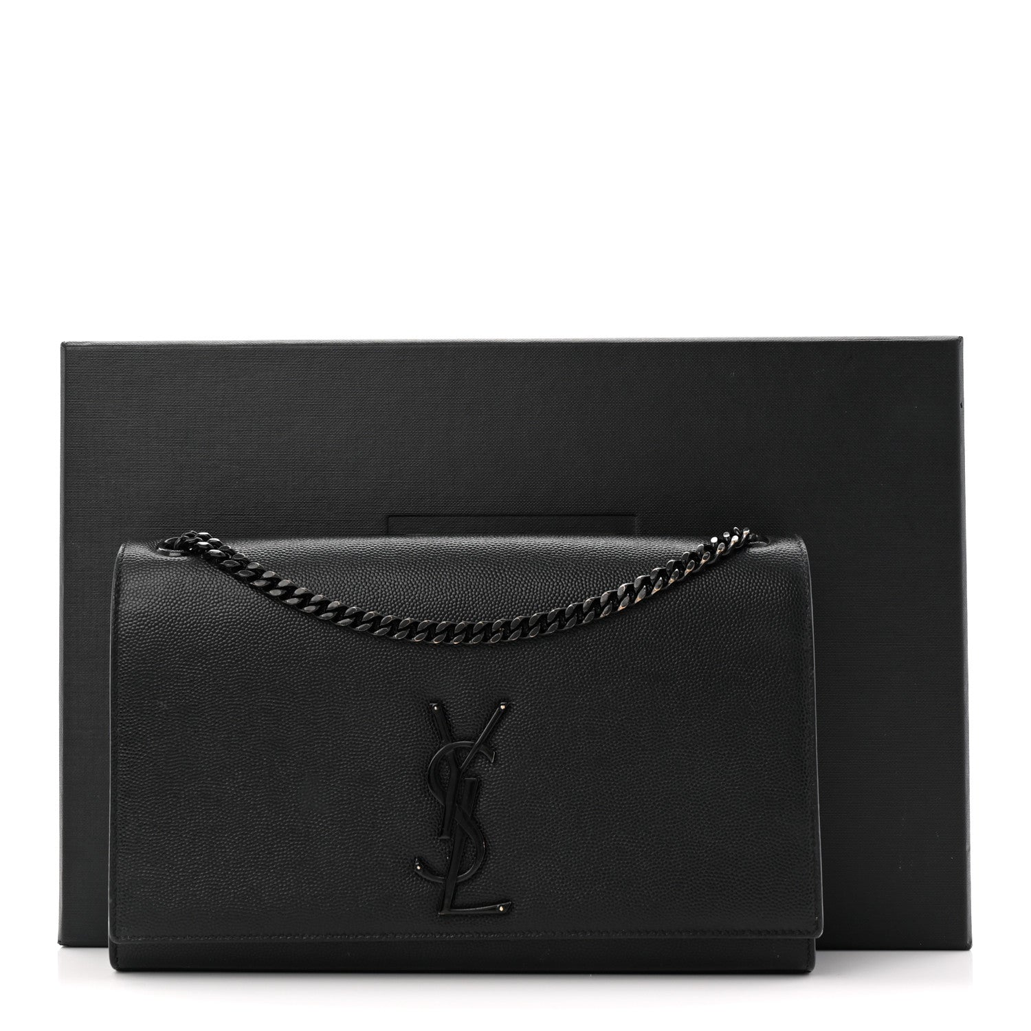 Saint Laurent Grain De Poudre Medium Classic Monogram Monochrome Kate Satchel Black 12 of 12
