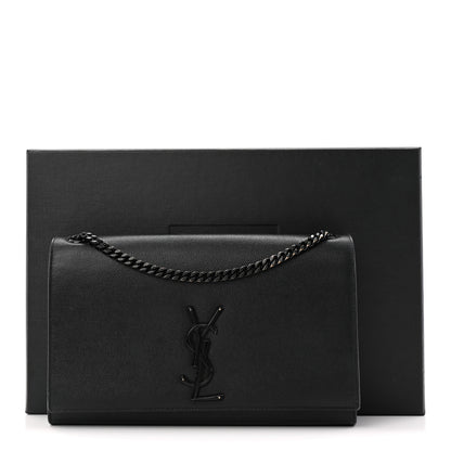 Saint Laurent Grain De Poudre Medium Classic Monogram Monochrome Kate Satchel Black 12 of 12