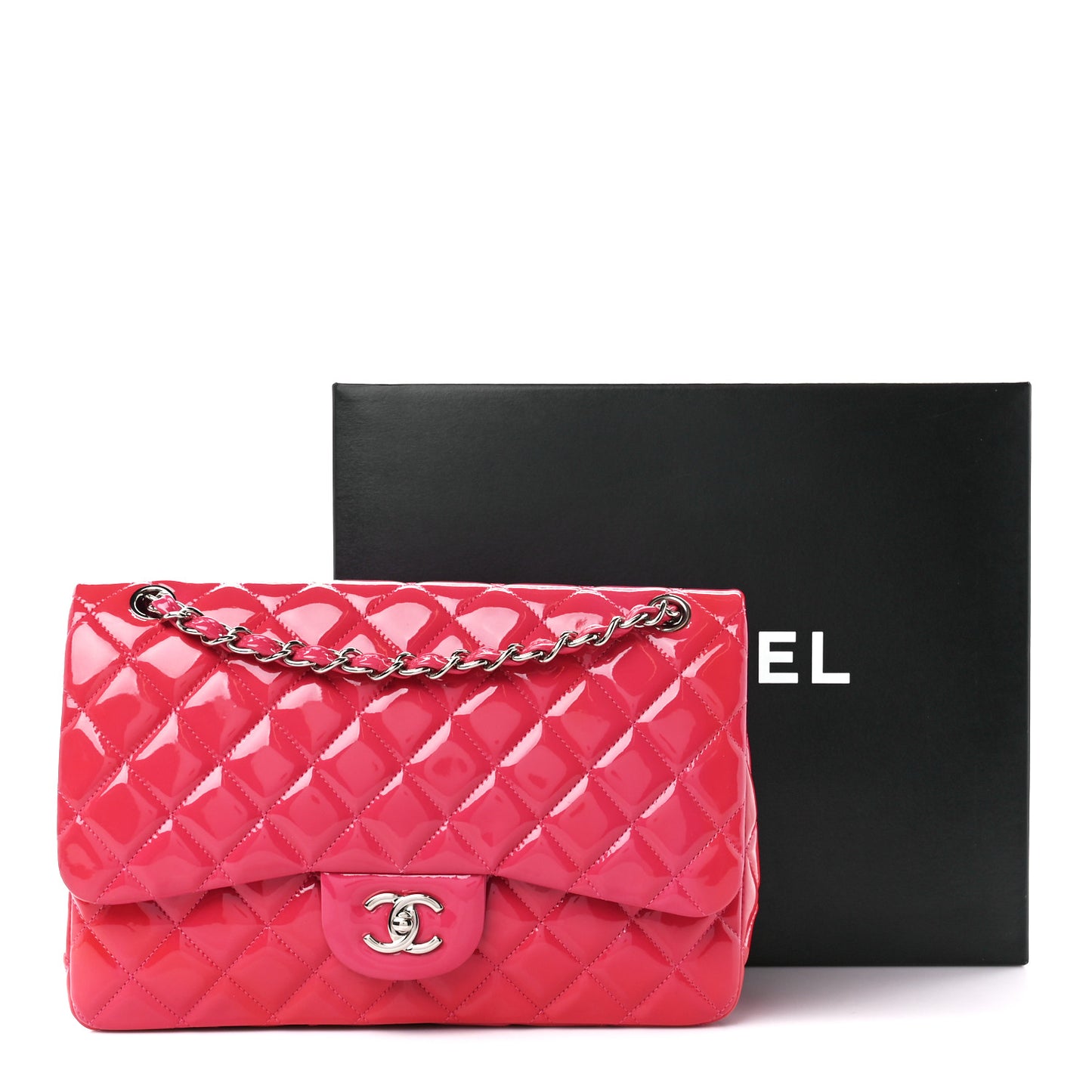 Patent Quilted Jumbo Double Flap Pink