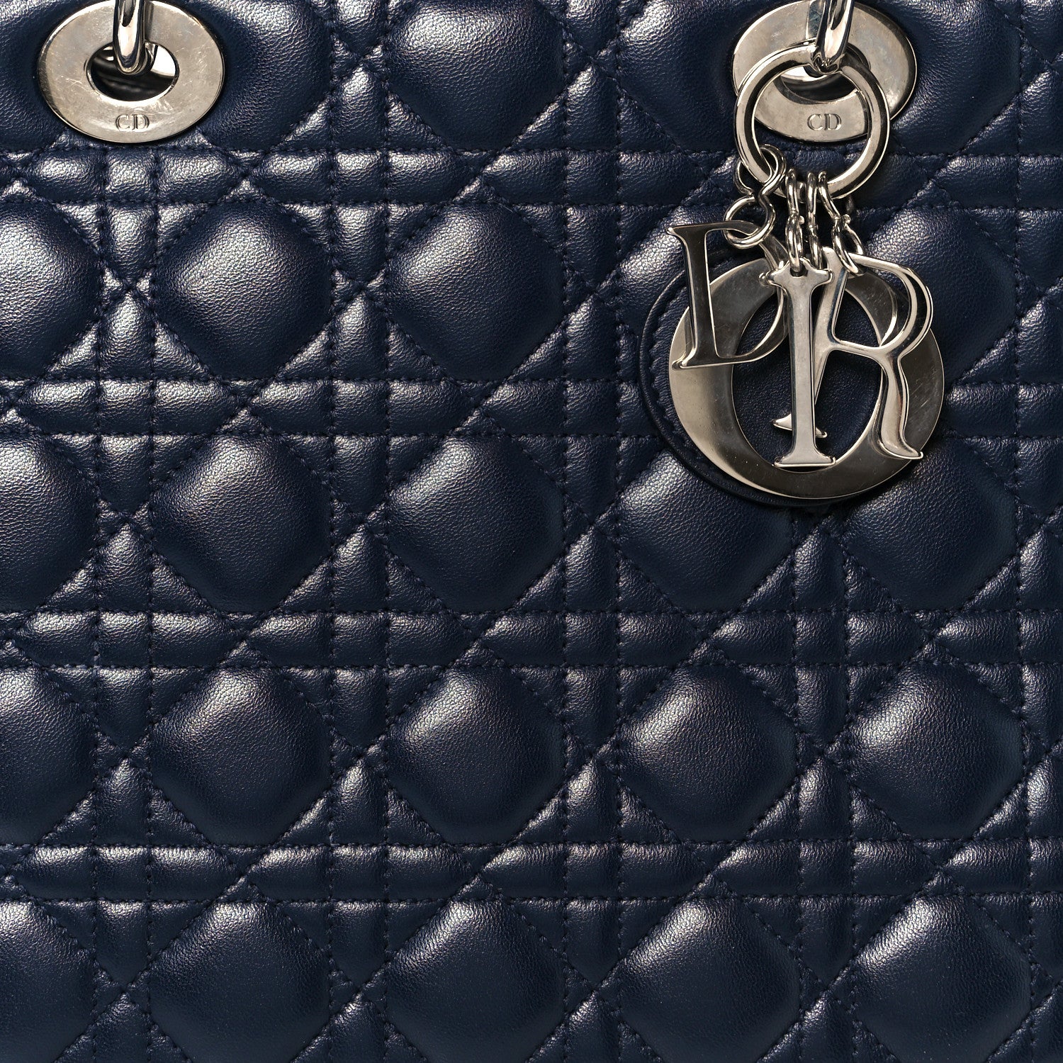 Christian Dior Lambskin Cannage Large Lady Dior Navy Blue 8 of 10