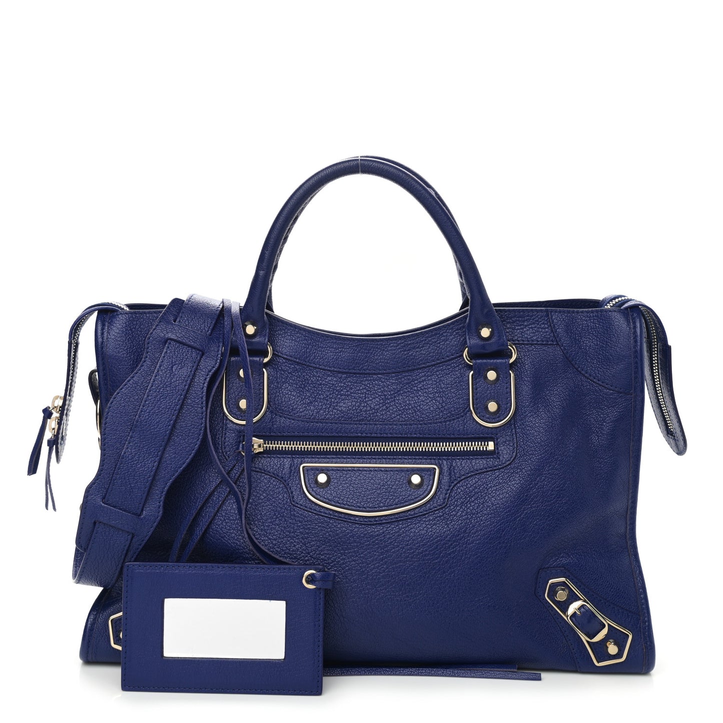 Agneau Gold Hardware Metallic Edge City Bleu Roi