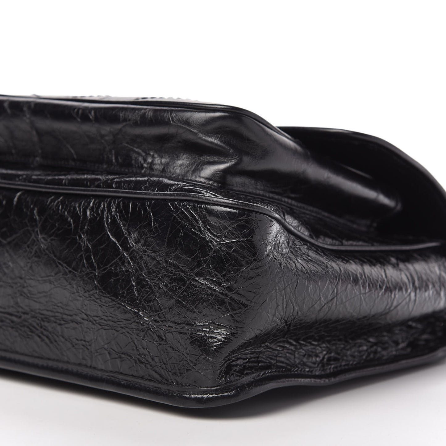 Crinkled Calfskin Matelasse Monogram Large Niki Chain Satchel Black