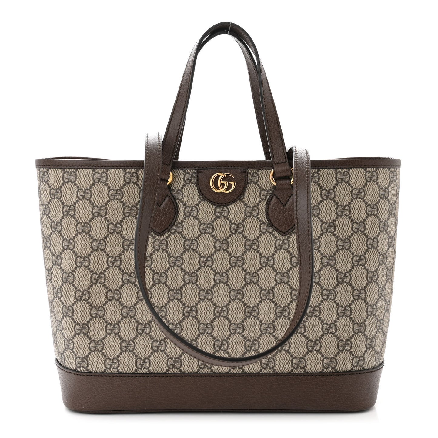 GG Supreme Monogram Textured Calfskin Small Ophidia Shoulder Tote Bag Beige Ebony New Acero