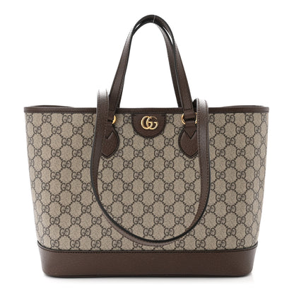 Gucci GG Supreme Monogram Textured Calfskin Small Ophidia Shoulder Tote Bag Beige Ebony New Acero 1 of 11