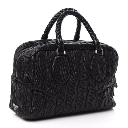 Prada Nappa Chevron Braided Bauletto Bag Black 3 of 9