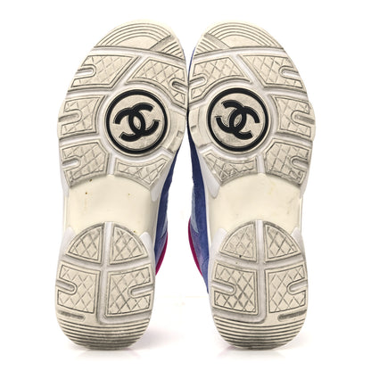 Chanel Nylon Calfskin Suede CC Womens Sneakers 39.5 Light Blue 7 of 10