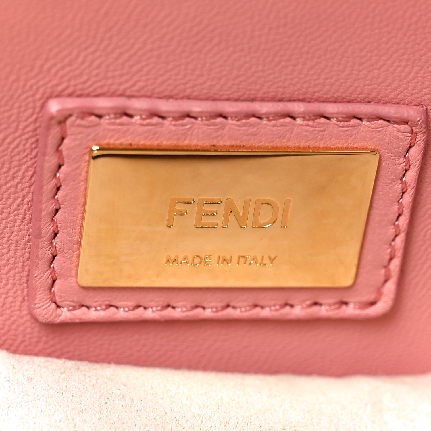 Fendi Vitello Seta Shiny Nappa Medium Peekaboo Iconic Satchel Grigio Polvere Bois de Rose 6 of 10