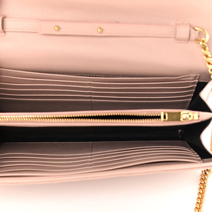 Saint Laurent Grain De Poudre Matelasse Chevron Monogram Chain Wallet Nude Powder 5 of 11