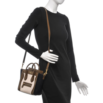Celine Calfskin Suede Nano Tri-Color Luggage Cream 2 of 6