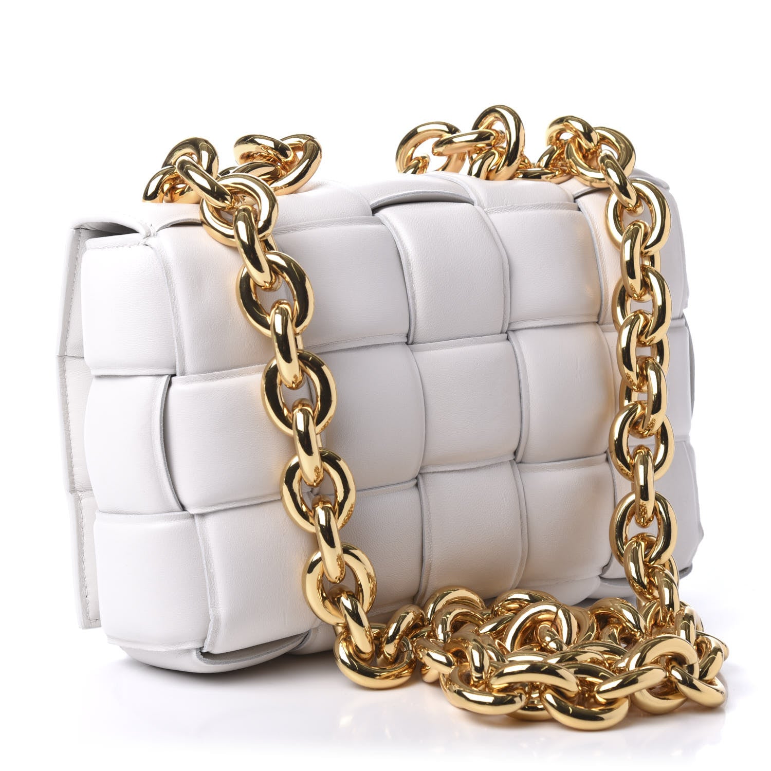 Bottega Veneta Lambskin Maxi Intreccio Padded Chain Cassette Crossbody Bag White 3 of 10