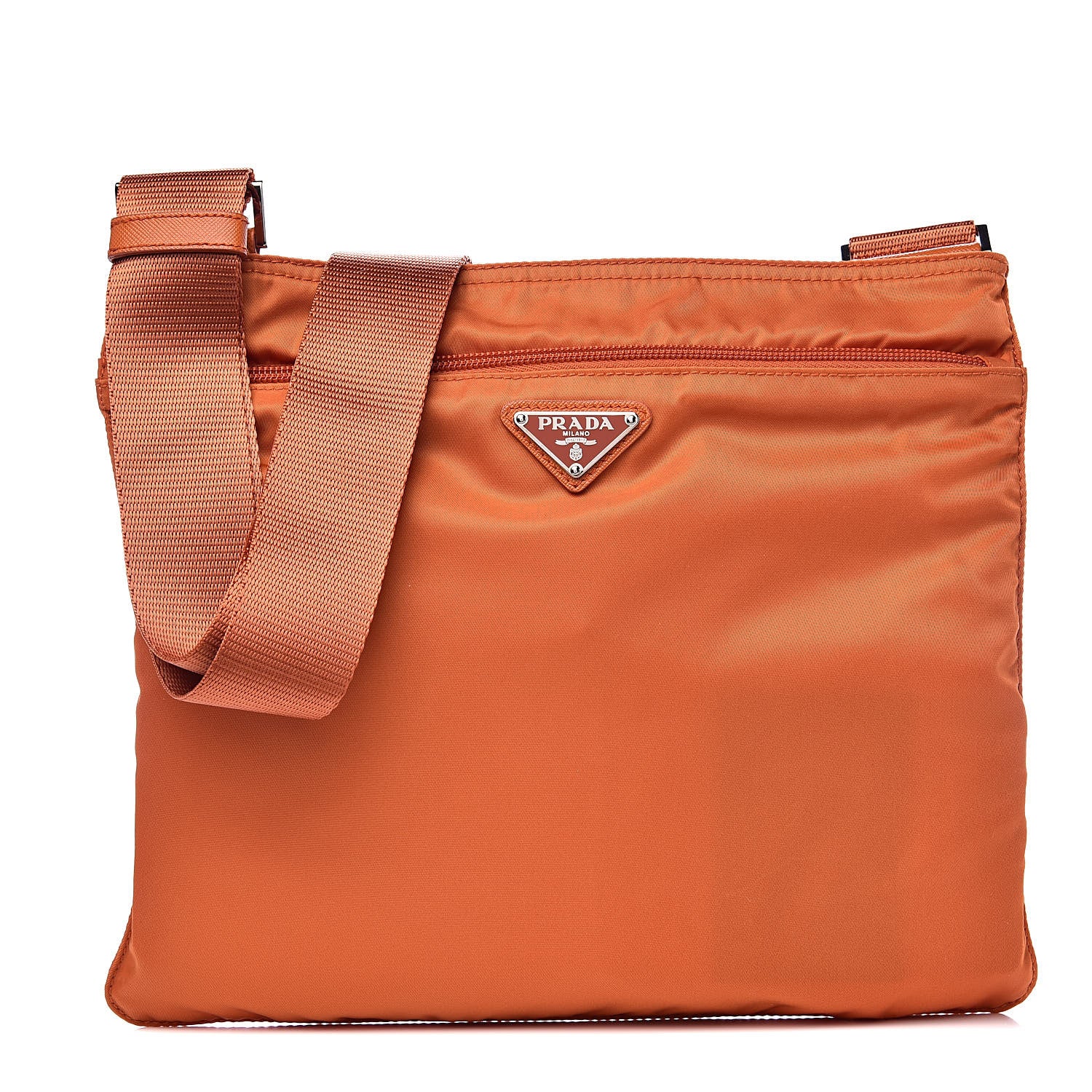 Prada Nylon Vela Flat Messenger Bag Papaya 1 of 10