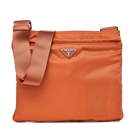 Prada Nylon Vela Flat Messenger Bag Papaya 1 of 10
