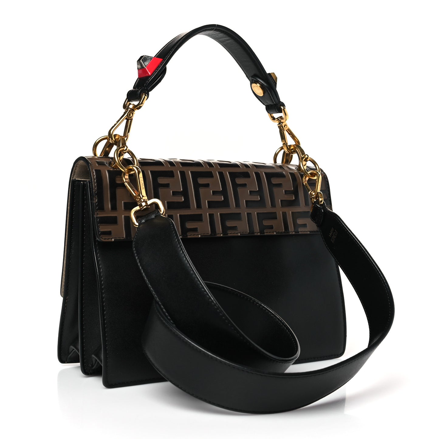 Vitello Liberty Bi-Color FF 1974 Embossed Kan I Shoulder Bag Black Maya