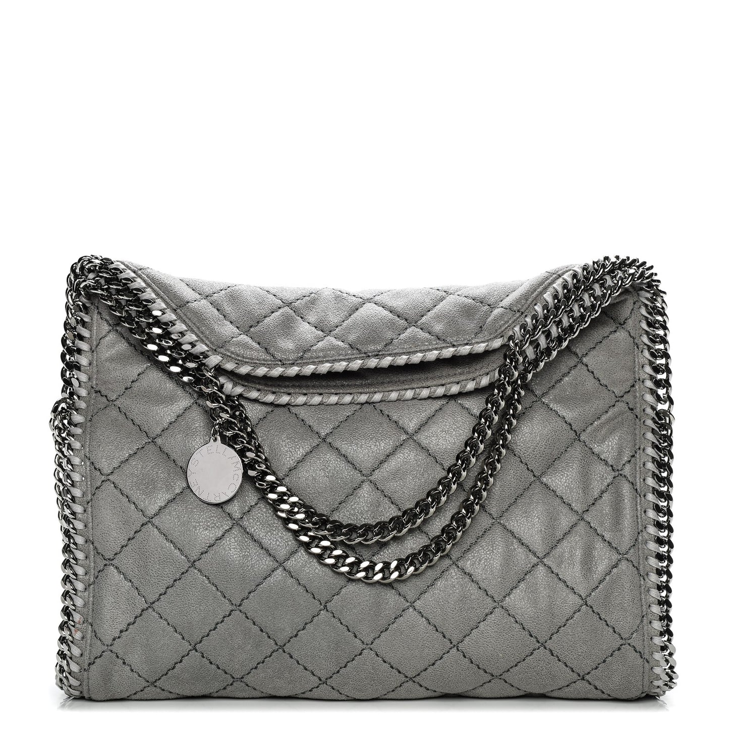 Shaggy Deer Quilted Fold Over Falabella Tote Light Grey