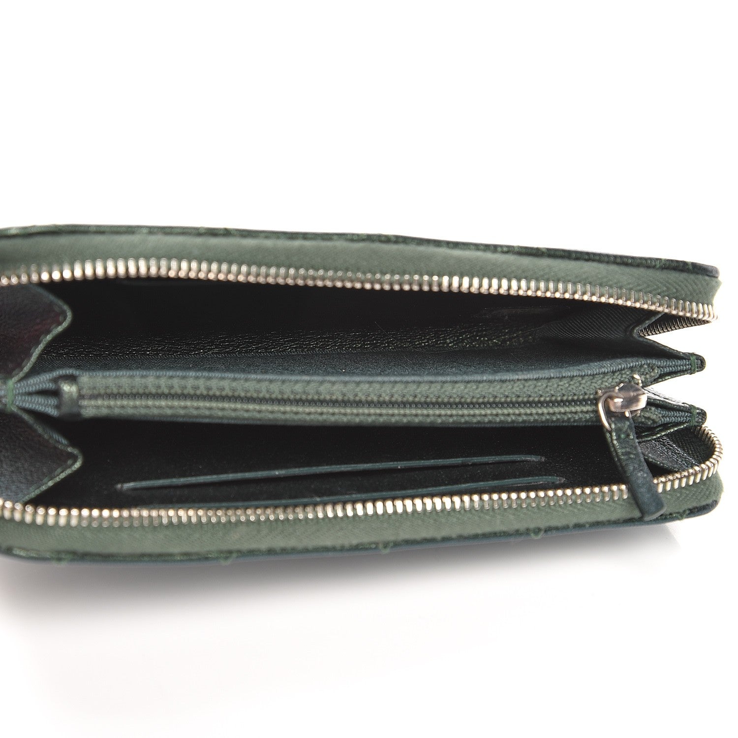 Chanel Iridescent Goatskin Quilted Small Zip Around Wallet Green 5 of 9