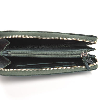 Chanel Iridescent Goatskin Quilted Small Zip Around Wallet Green 5 of 9