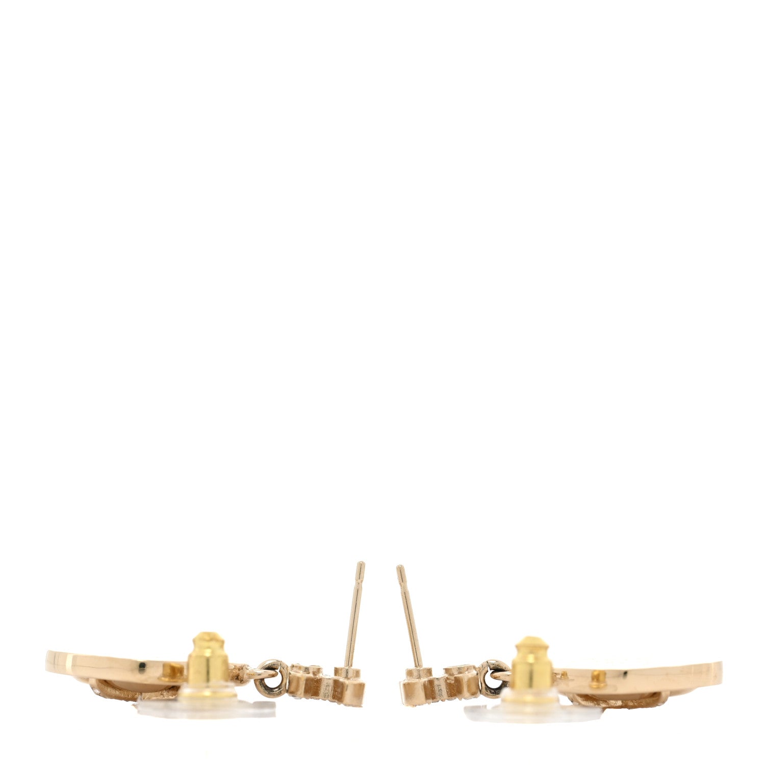 Chanel Crystal CC Drop Earrings Gold 3 of 4